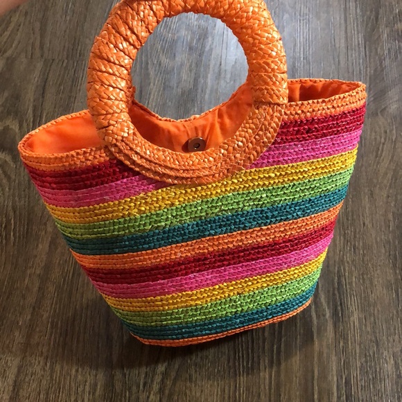 Vintage Rainbow Straw Tote - Picture 10 of 12